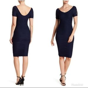 Bebe short sleeve lace-up bodycon dress